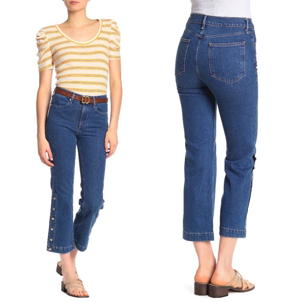 Rag & Bone Dylan Snap Button Wide Leg Cropped Jea… - image 4